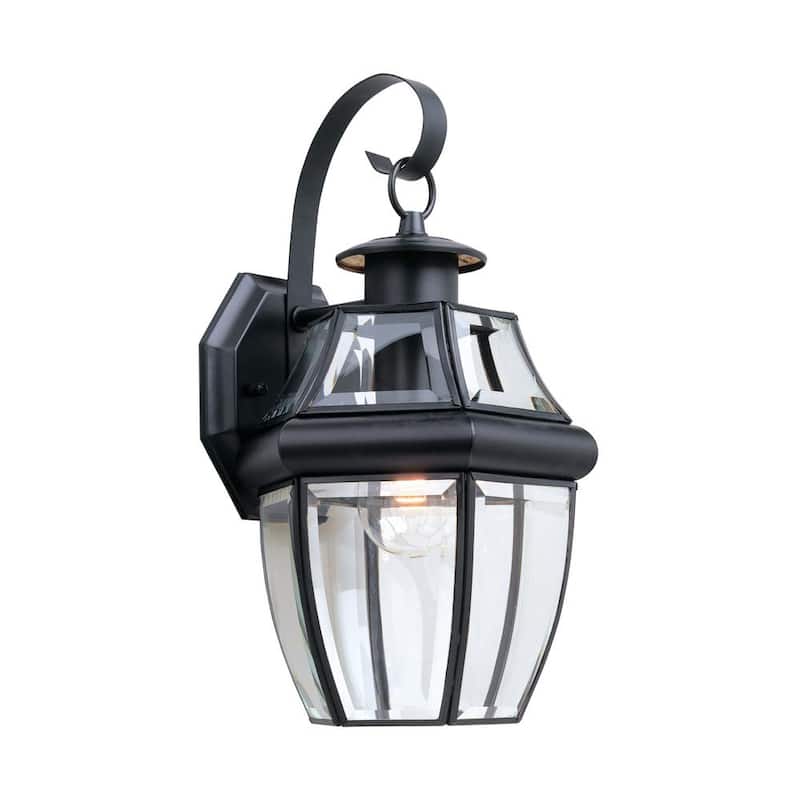 Iluminación de generación Lámpara de pared Lancaster Sconce 1-Luz tradicional al aire libre 14 pulgadas luminaria negra - 8067-12