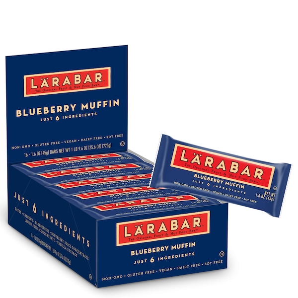 Barra de frutas y nueces Larabar 1.6 oz. Blueberry Muffin, Paquete de 64 - 21908-41866