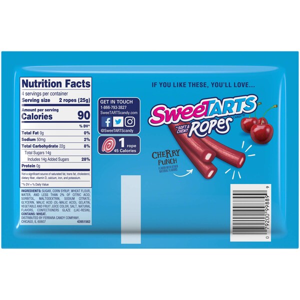 Dulces Sweetart Cuerda de Fresa Estados Unidos 3.5 oz., PK48 - 00079200952877U