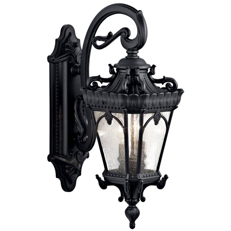 KICHLER Tournai 2-Luz Linterna de Pared Exterior con Cableado Duro y Textura Negra (1-Pack) - 9357BKT