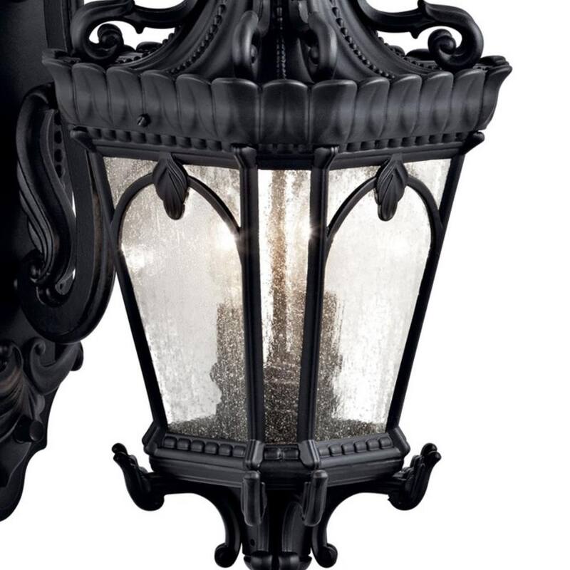 KICHLER Tournai 2-Luz Linterna de Pared Exterior con Cableado Duro y Textura Negra (1-Pack) - 9357BKT