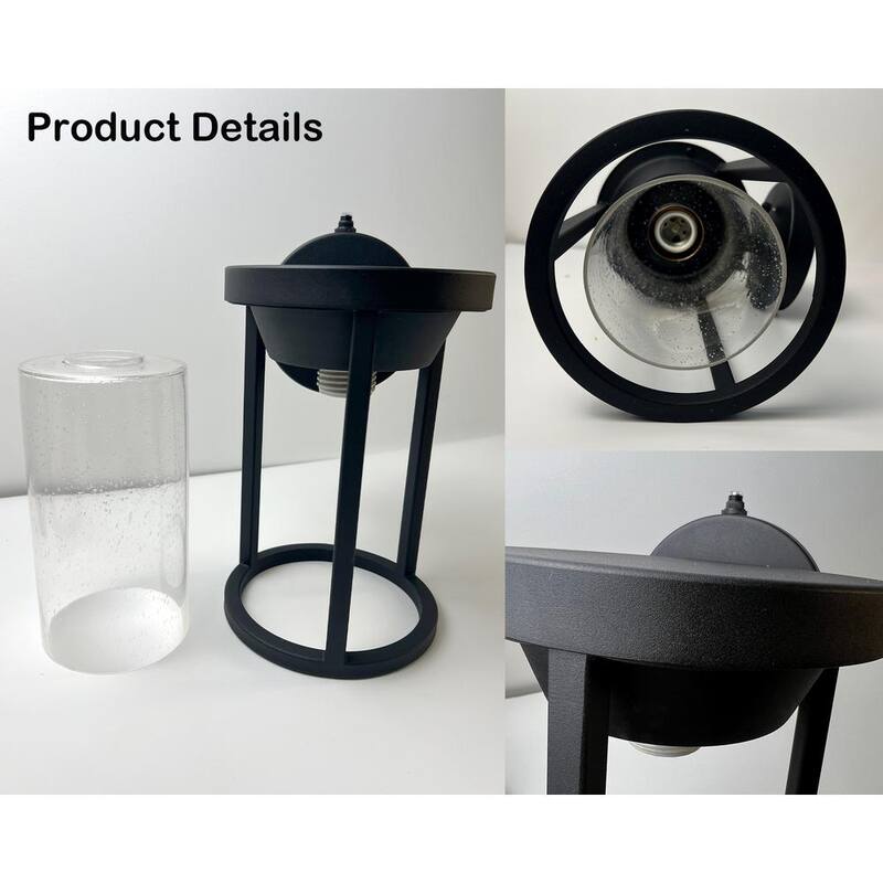 Farol de Pared para Exteriores con Linterna Maxax Hawaii de 11.02 pulgadas H de Vidrio con Semilla Negra con Cableado Duro y Anochecer a Amanecer (Juego de 2) - 2525/2W