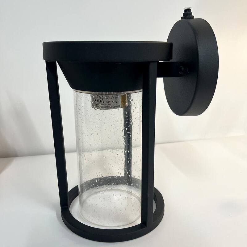 Farol de Pared para Exteriores con Linterna Maxax Hawaii de 11.02 pulgadas H de Vidrio con Semilla Negra con Cableado Duro y Anochecer a Amanecer (Juego de 2) - 2525/2W