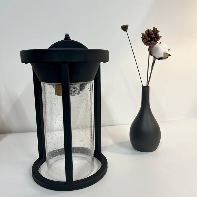 Farol de Pared para Exteriores con Linterna Maxax Hawaii de 11.02 pulgadas H de Vidrio con Semilla Negra con Cableado Duro y Anochecer a Amanecer (Juego de 2) - 2525/2W