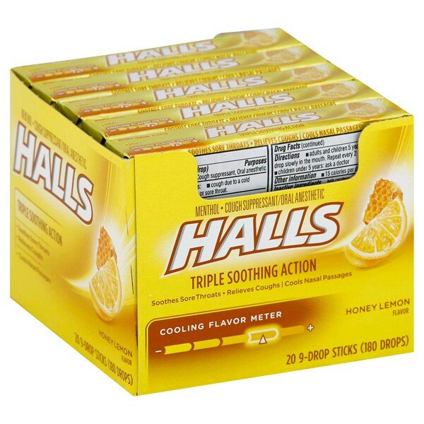 Gotas para la tos de palo de limón y miel de Halls Halls, 9 piezas, PK480 - 62477