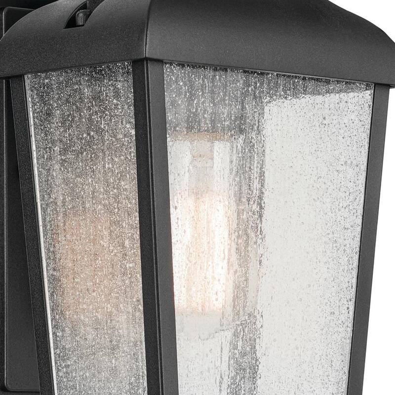 Farol de pared con un solo foco de exterior con cableado duro, en color negro texturizado, sin focos incluidos (paquete de 1) - KICHLER forestdale 14.75 in. 49735BKT