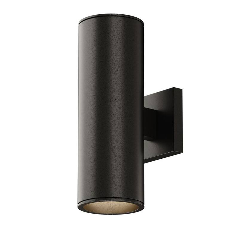 Avenida del Norte Sevilla Aluminio 2-Luz Anochecer a Amanecer Negro Contemporáneo Luz de aplique de pared cilíndrica para exteriores - NA0114