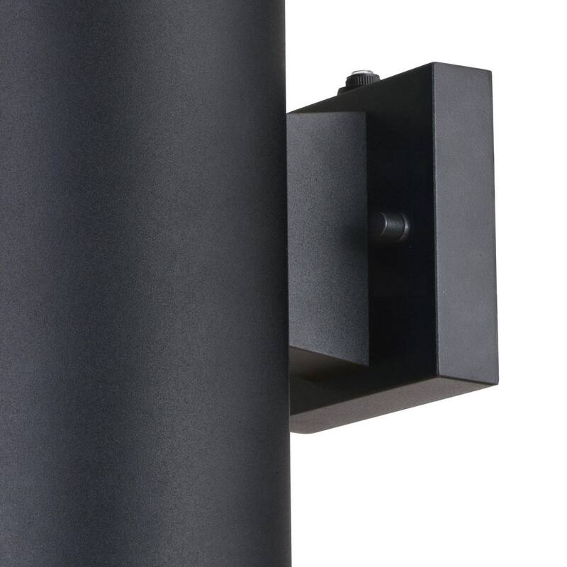 Avenida del Norte Sevilla Aluminio 2-Luz Anochecer a Amanecer Negro Contemporáneo Luz de aplique de pared cilíndrica para exteriores - NA0114