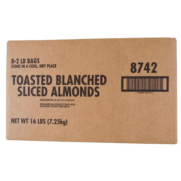 Almendras rebanadas tostadas y blanqueadas de Sugar Foods, 2 libras, paquete de 8 - 8742