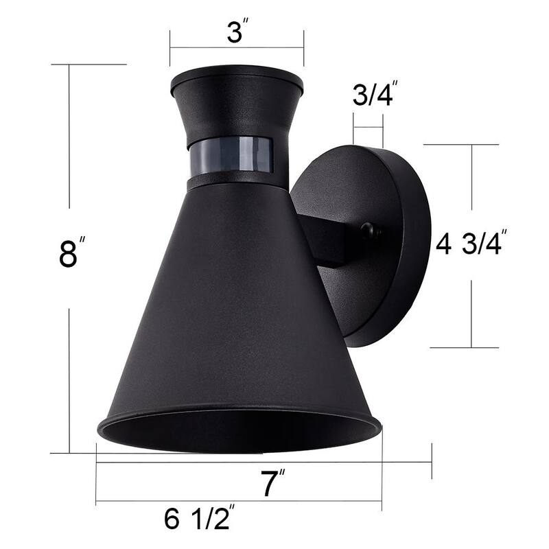 C Cattleya 1-Light Linterna de Pared Exterior con Sensor de Movimiento al Amanecer y al Anochecer en Color Negro - CA1927-W
