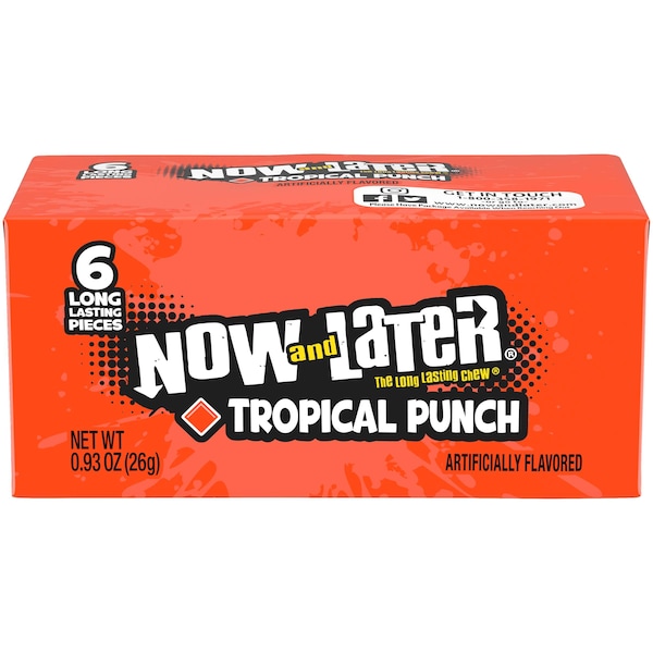 Ahora y más tarde, Now & Later Masticables de Ponche Tropical 6 piezas de .93 oz., paquete de 12 - 52105
