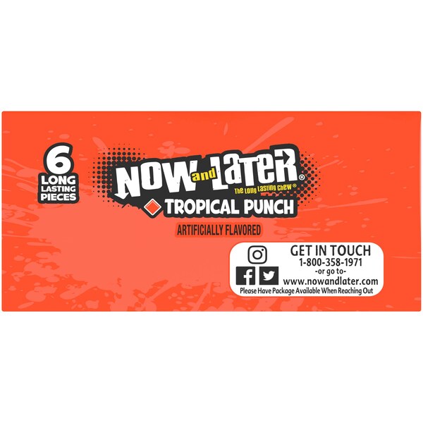 Ahora y más tarde, Now & Later Masticables de Ponche Tropical 6 piezas de .93 oz., paquete de 12 - 52105
