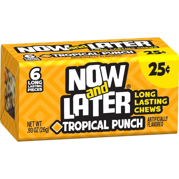 Ahora y más tarde, Now & Later Masticables de Ponche Tropical 6 piezas de .93 oz., paquete de 12 - 52105