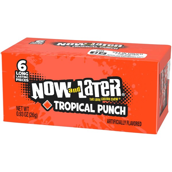 Ahora y más tarde, Now & Later Masticables de Ponche Tropical 6 piezas de .93 oz., paquete de 12 - 52105