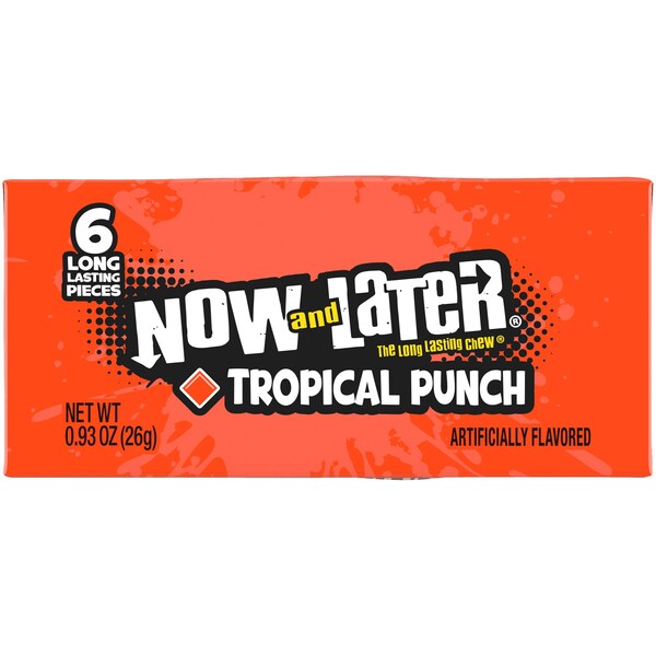 Ahora y más tarde, Now & Later Masticables de Ponche Tropical 6 piezas de .93 oz., paquete de 12 - 52105