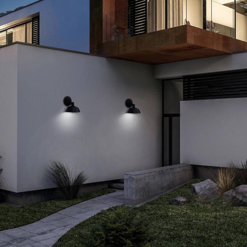 Iluminación de pared exterior con cableado duro WAC Lighting Rockport de 11 pulgadas en negro 3000K LED - WS-W77211-BK.