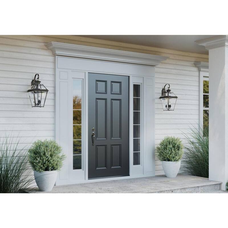 Iluminación Progress de la colección Burlington 3 luces de pared grandes al aire libre de estilo tradicional, en bronce antiguo con vidrio biselado transparente - P6617-20