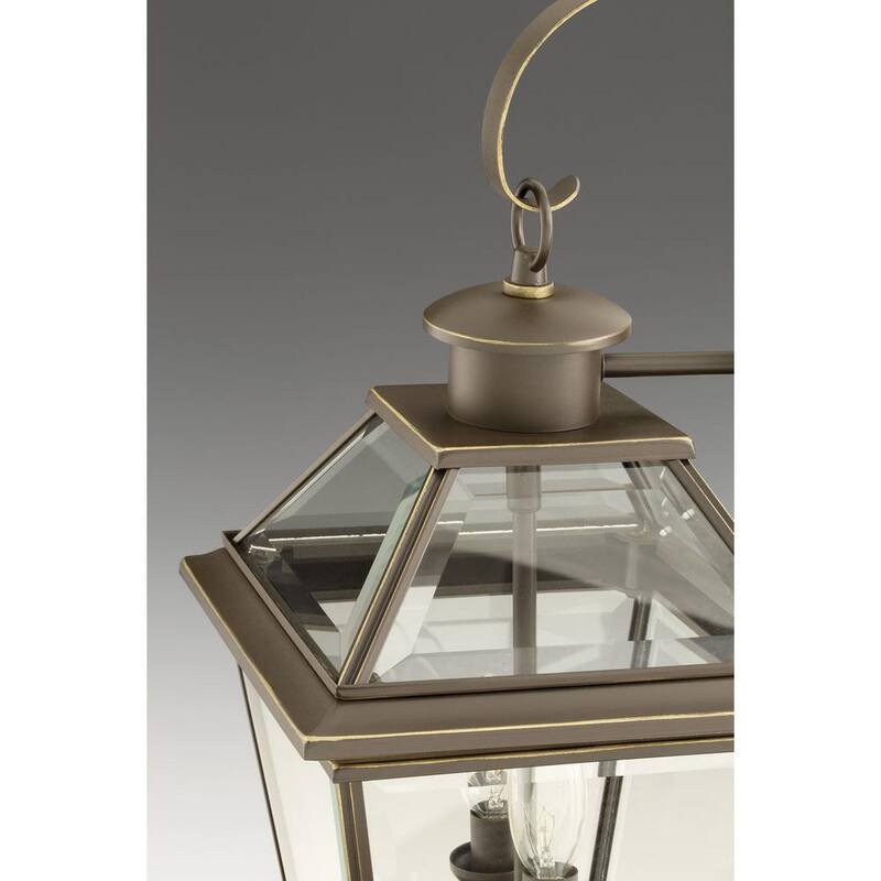 Iluminación Progress de la colección Burlington 3 luces de pared grandes al aire libre de estilo tradicional, en bronce antiguo con vidrio biselado transparente - P6617-20
