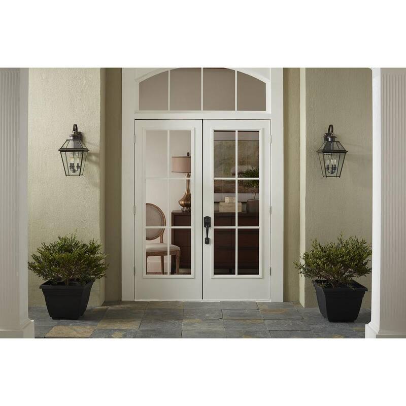Iluminación Progress de la colección Burlington 3 luces de pared grandes al aire libre de estilo tradicional, en bronce antiguo con vidrio biselado transparente - P6617-20