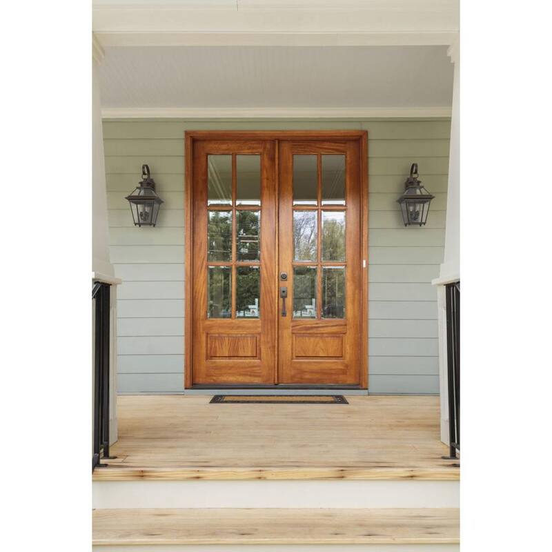 Iluminación Progress de la colección Burlington 3 luces de pared grandes al aire libre de estilo tradicional, en bronce antiguo con vidrio biselado transparente - P6617-20