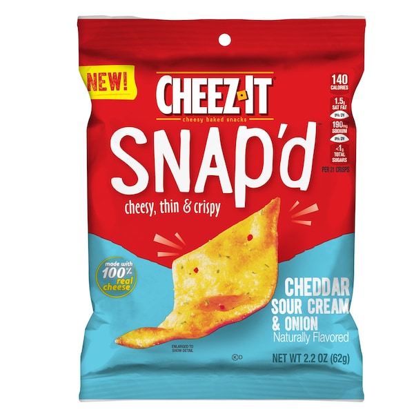 Cheez-It Cheez-It Snap'd Papas fritas sabor Cheddar, crema agria y cebolla en una bolsa de 2.2 oz - 024100114627