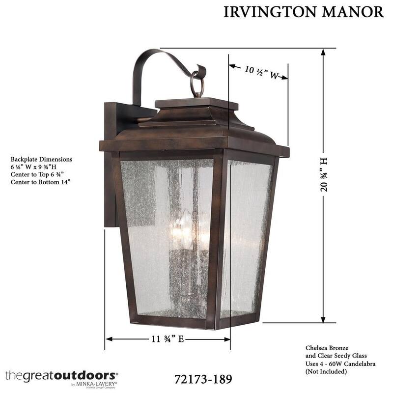The Great Outdoors por Minka Lavery Irvington Manor Lámpara de Pared de Bronce Chelsea con 4 Luces para Exteriores - 72173-189