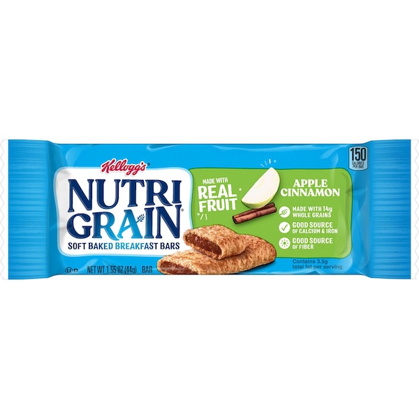 Kelloggs Kellogg's Barrita de cereal Nutri-Grain de manzana y canela de 1.55 oz, paquete con 96 piezas - 3800059779