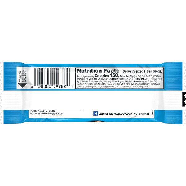 Kelloggs Kellogg's Barrita de cereal Nutri-Grain de manzana y canela de 1.55 oz, paquete con 96 piezas - 3800059779