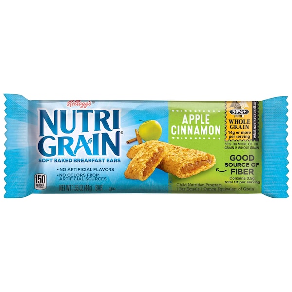Kelloggs Kellogg's Barrita de cereal Nutri-Grain de manzana y canela de 1.55 oz, paquete con 96 piezas - 3800059779