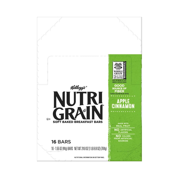 Kelloggs Kellogg's Barrita de cereal Nutri-Grain de manzana y canela de 1.55 oz, paquete con 96 piezas - 3800059779