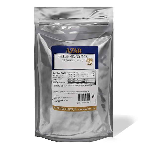 Mezcla de nueces de lujo sin cacahuate tostadas y saladas Azar Azar en bolsa de 2 libras, paquete de 3 - 7116096