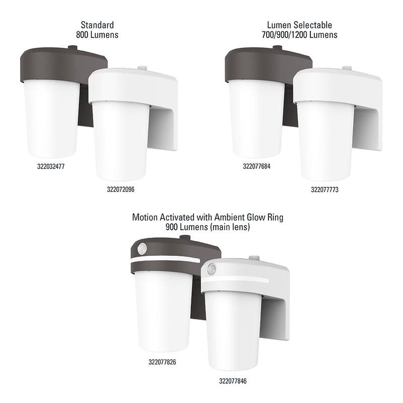 Luz de área HALO FE equivalente a 60 watts con sensor de movimiento integrado y luz blanca de crepúsculo a amanecer, LED integrado, 3500K - FE10A35GLMW