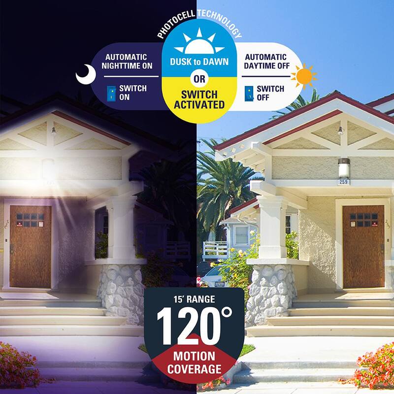 Luz de área HALO FE equivalente a 60 watts con sensor de movimiento integrado y luz blanca de crepúsculo a amanecer, LED integrado, 3500K - FE10A35GLMW