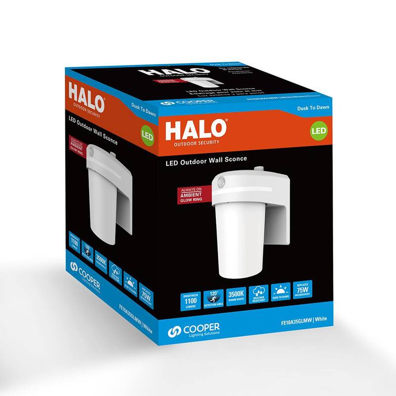 Luz de área HALO FE equivalente a 60 watts con sensor de movimiento integrado y luz blanca de crepúsculo a amanecer, LED integrado, 3500K - FE10A35GLMW