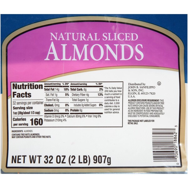 Almendras rebanadas naturales Fisher de 32 oz., paquete de 3 - 18862A