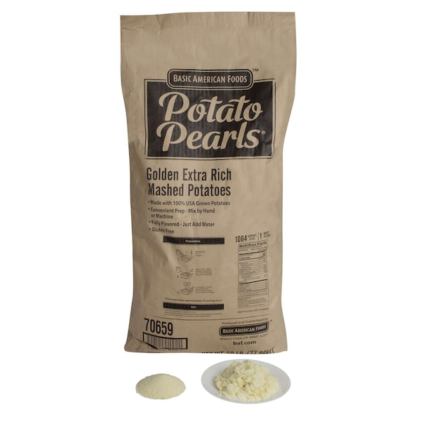 "Baf Papas Perlas Papas Perlas Doradas Puré de Papa Extra Rico sazonado 50 libras - 70659"