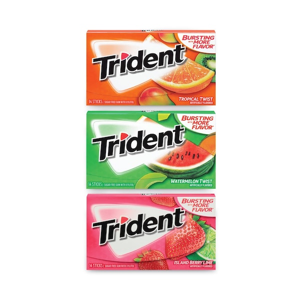 Chicle Trident SugarFree, Variedad de Frutas, 14 Piezas, Paquete de 20, 20 paquetes - 22000891