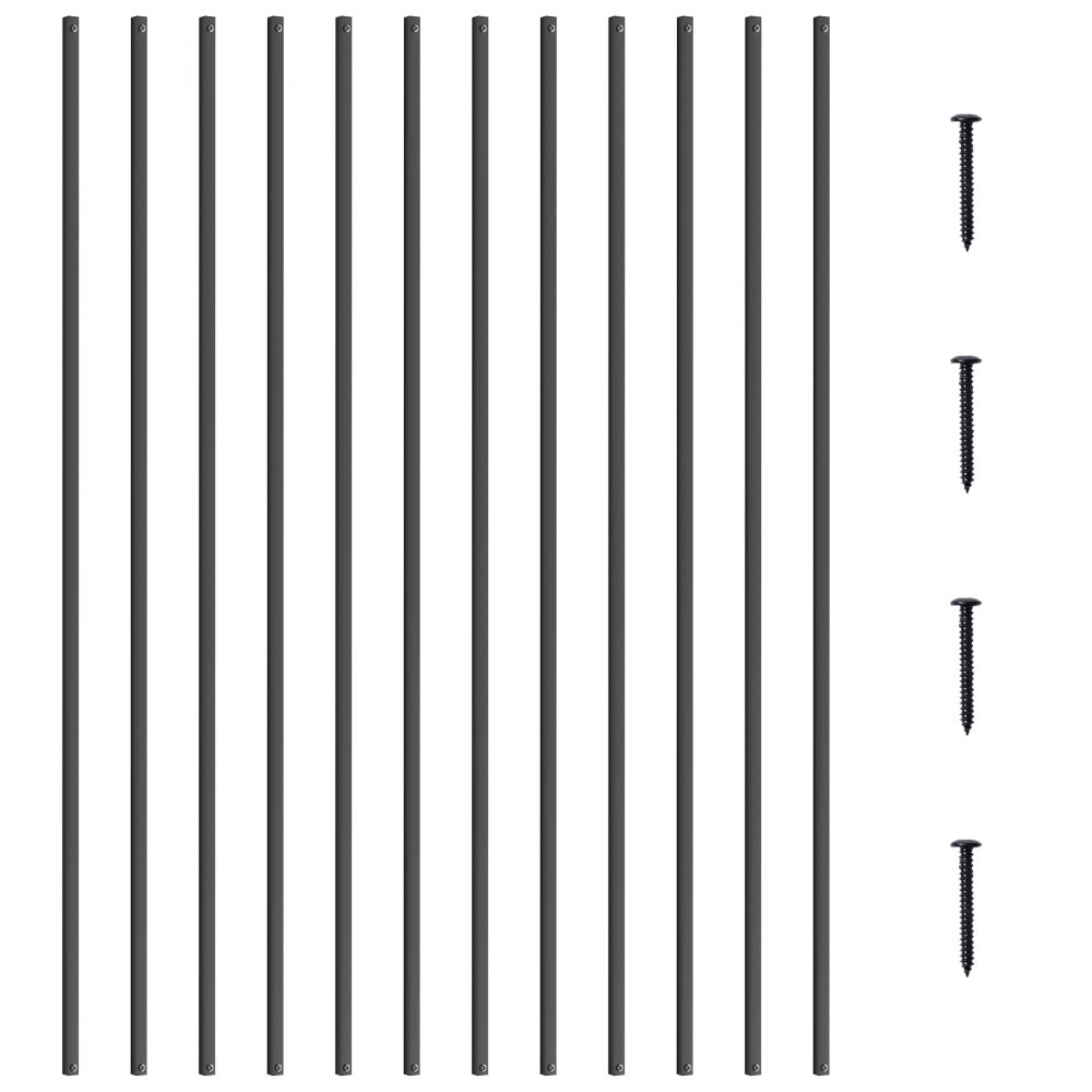 VEVOR Staircase Metal Balusters, 44'' x 0.5'' Square Aluminum Alloy Decorative Banister Spindles, 31 Pack Deck Baluster with Screws, Classic Hollow Straight Deck Railing Satin Black Powder Coated - FXKLGZ44YC30OD0V8V0