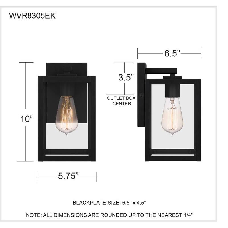 Lámpara de pared para exteriores con un solo foco Quoizel Westover en color negro tierra con conexión eléctrica - WVR8305EK