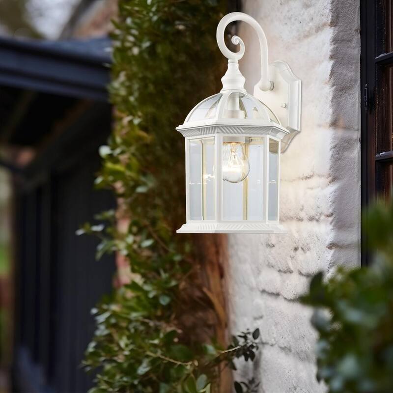 Bel Air Lighting Wentworth Lámpara de Pared al Aire Libre de 1 Luz en Color Blanco con Vidrio Transparente - 4181 WH