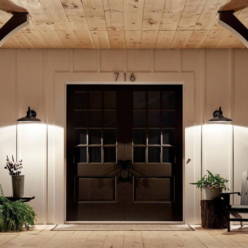 KICHLER Allenbury 9 pulgadas 1 luz Textured Black Outdoor Hardwired Barn Sconce con No se incluyen focos (paquete de 1) - 49981BKT