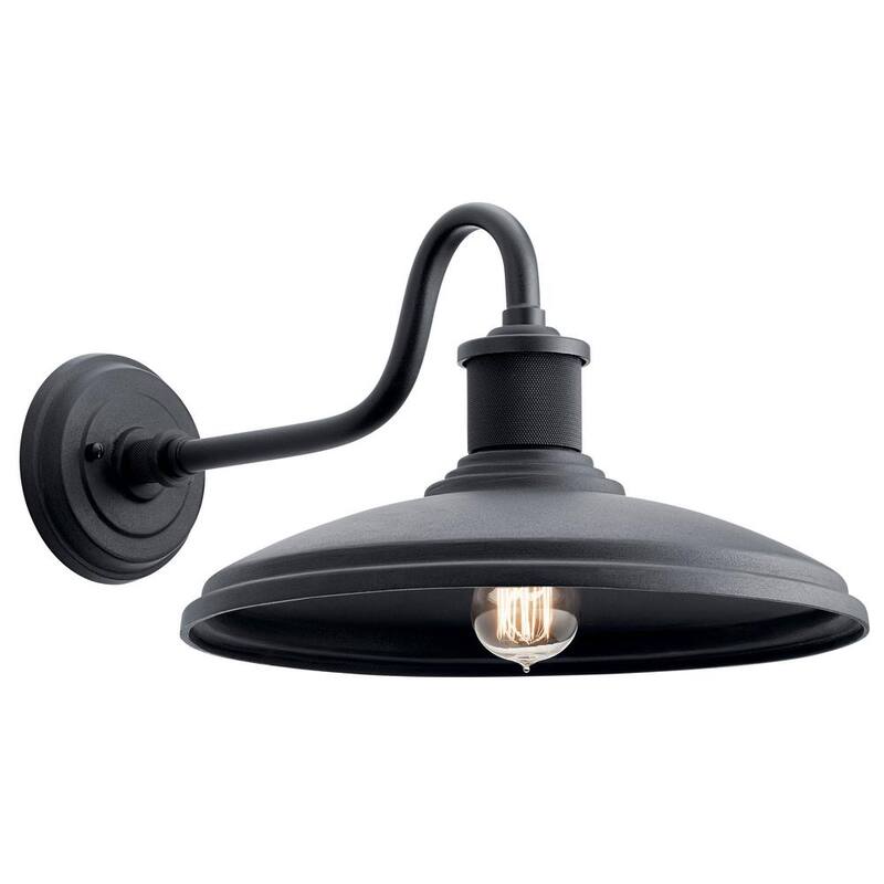 KICHLER Allenbury 9 pulgadas 1 luz Textured Black Outdoor Hardwired Barn Sconce con No se incluyen focos (paquete de 1) - 49981BKT