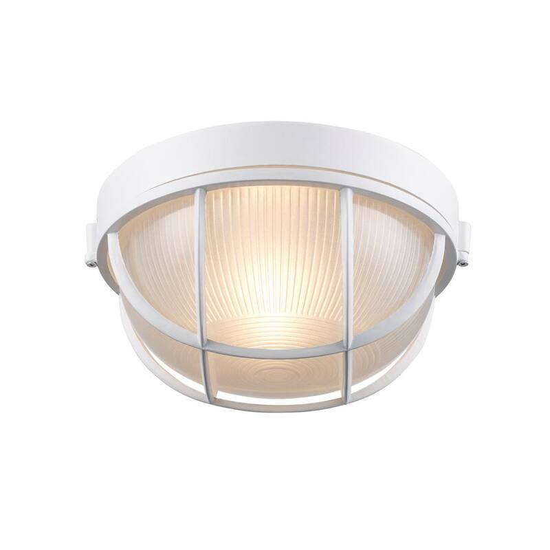 Iluminación Bel Air Aria de 10 pulgadas, 1 Luz, Luminaria de Pared Exterior Redonda Blanca con Vidrio Esmerilado - 41515 WH