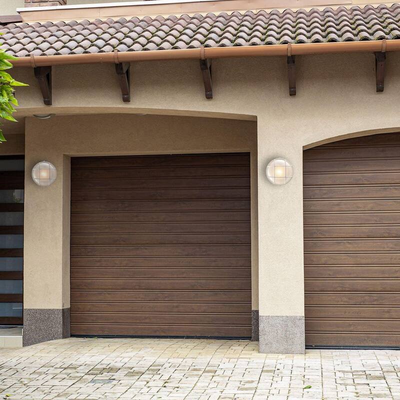 Iluminación Bel Air Aria de 10 pulgadas, 1 Luz, Luminaria de Pared Exterior Redonda Blanca con Vidrio Esmerilado - 41515 WH