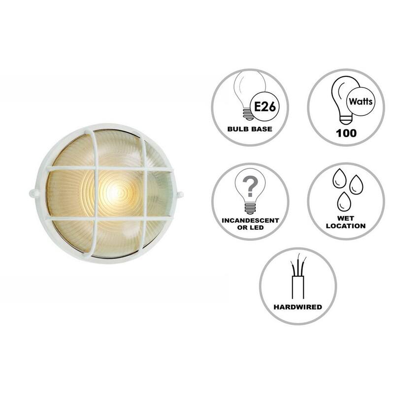 Iluminación Bel Air Aria de 10 pulgadas, 1 Luz, Luminaria de Pared Exterior Redonda Blanca con Vidrio Esmerilado - 41515 WH