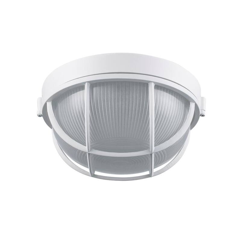 Iluminación Bel Air Aria de 10 pulgadas, 1 Luz, Luminaria de Pared Exterior Redonda Blanca con Vidrio Esmerilado - 41515 WH