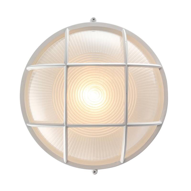 Iluminación Bel Air Aria de 10 pulgadas, 1 Luz, Luminaria de Pared Exterior Redonda Blanca con Vidrio Esmerilado - 41515 WH