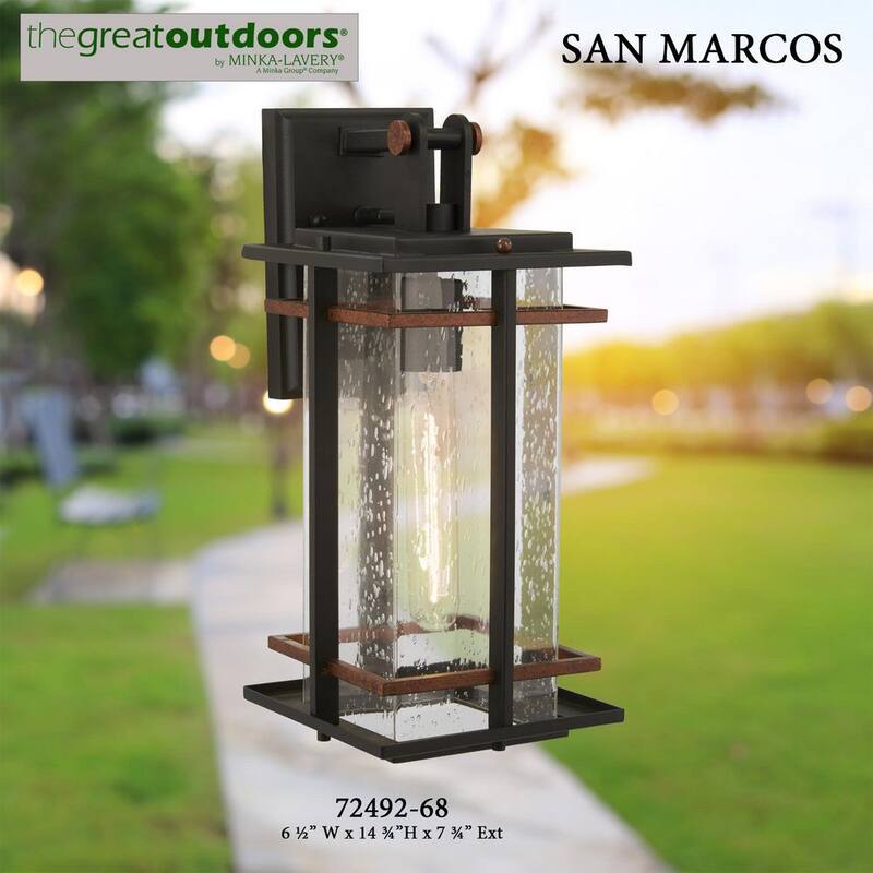 El Gran Aire Libre San Marcos Linterna de Pared de Exterior de Arena Carbón y Cobre Antiguo de 1 Luz de 14.75 pulgadas - 72492-68