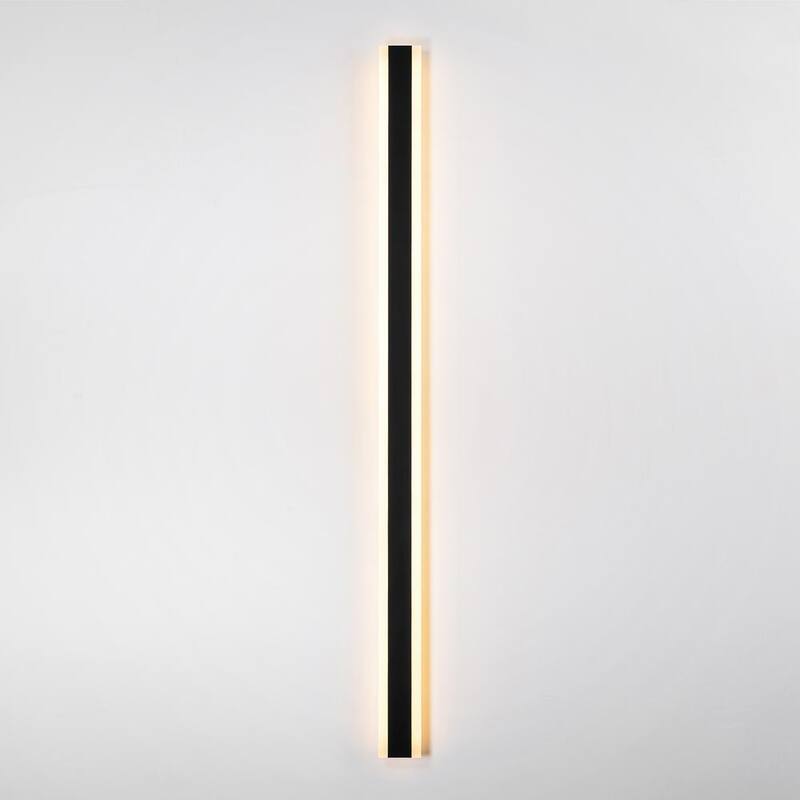 Lámpara de pared para exteriores RRTYO Sue 60 pulgadas en negro 36W tira lineal con luz integrada LED resistente al agua IP65 con cable duro. Aplique de pared de linterna - 3.5 pulgadas de ancho - 81010000053158