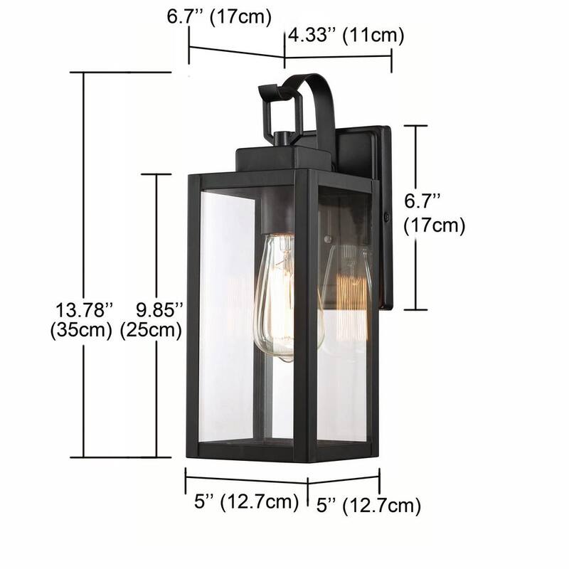 Luz de linterna de pared Pia Ricco de 1 luz en color negro mate con conexión alámbrica para exteriores (paquete de 2) - 1Jay-12151-2PK